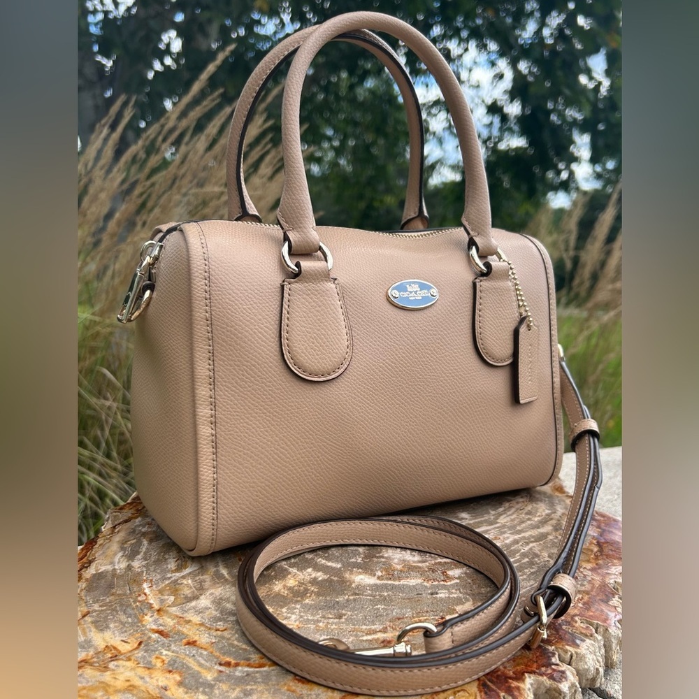 Coach Mini Bennet Sand Crossgrain Leather Satchel F33329 EUC Like New